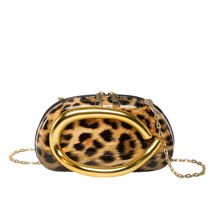 Luxury Brand Designer Bag 2025 Women's European And American New Style Single Shoulder Crossbody Bag Irregular Shell Acrylic Fashion Leopard Prin