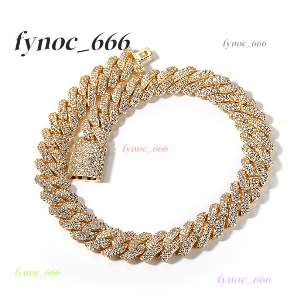 Drop Shipping Hip Hop Iced Out 3 Rows Cubic Moissanite Cuban Chain 20mm Prong Miami Cuban Link Chains Necklaces for Men Women