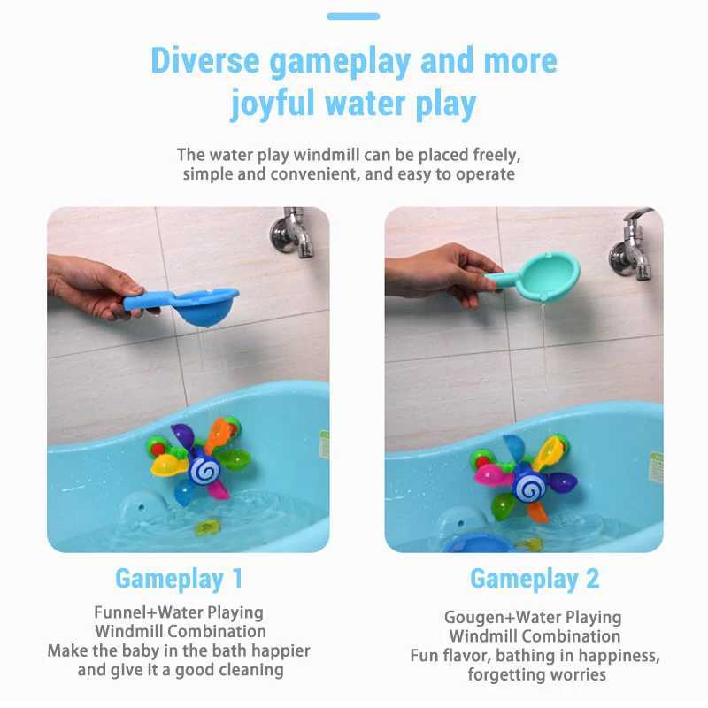 Baby Bath Colorful Windmill Toys Spinner Squirt Water Game Set Children Bathing Interaction Sprinkler Toys Baby Bathing Gifts C250915