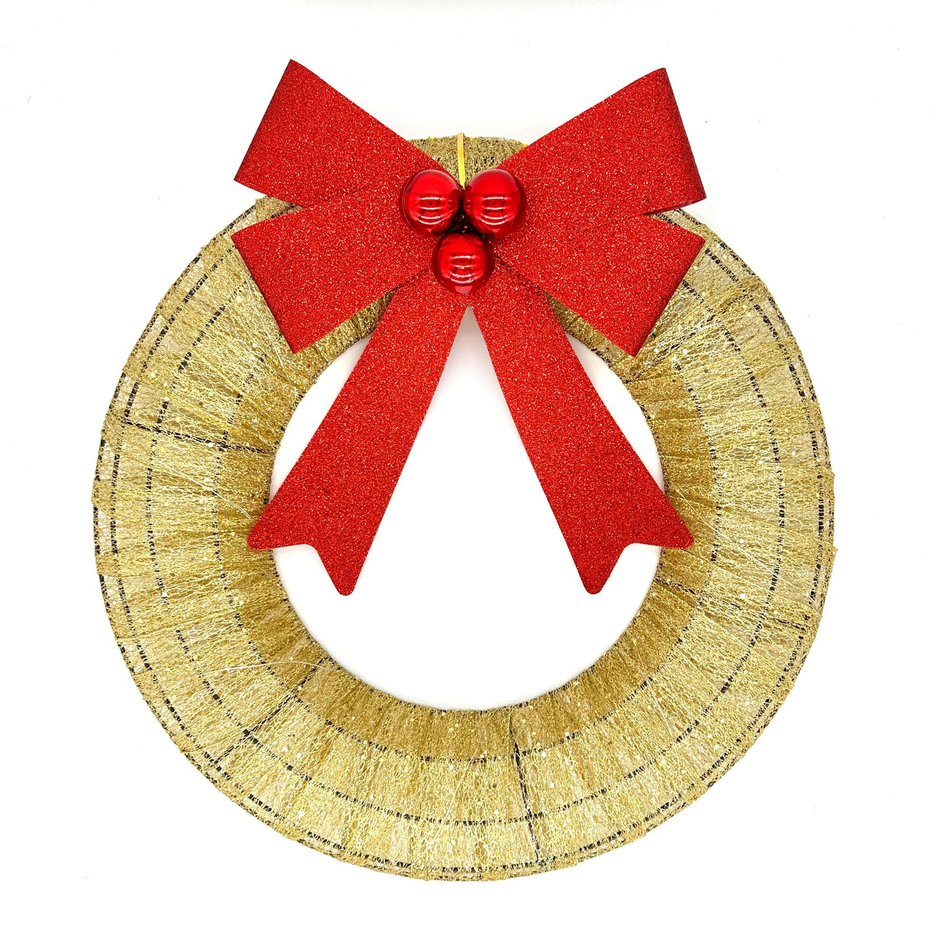 Christmas wreath, metallic and glowing flower wreath, LED warm light lamp, Christmas decoration item, best-selling model, front door hanging piece Z24