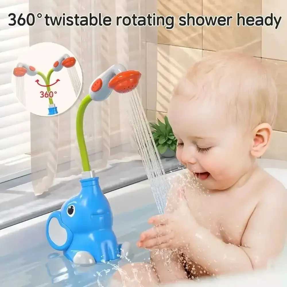 Watering Elephant Baby Bath Toy Spinning Fun Strong Suction Elephant Water Pump Toy Interactive ABS Waterfall Bathtub Toy C250915