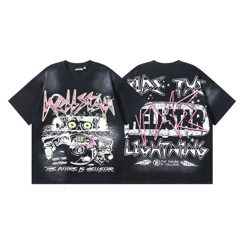American Fashion Trend Brand Cartoon Pattern Oversized T-shirt Womens Y2K Street Hip-hop Harajuku Loose Round Neck Shirt W250804