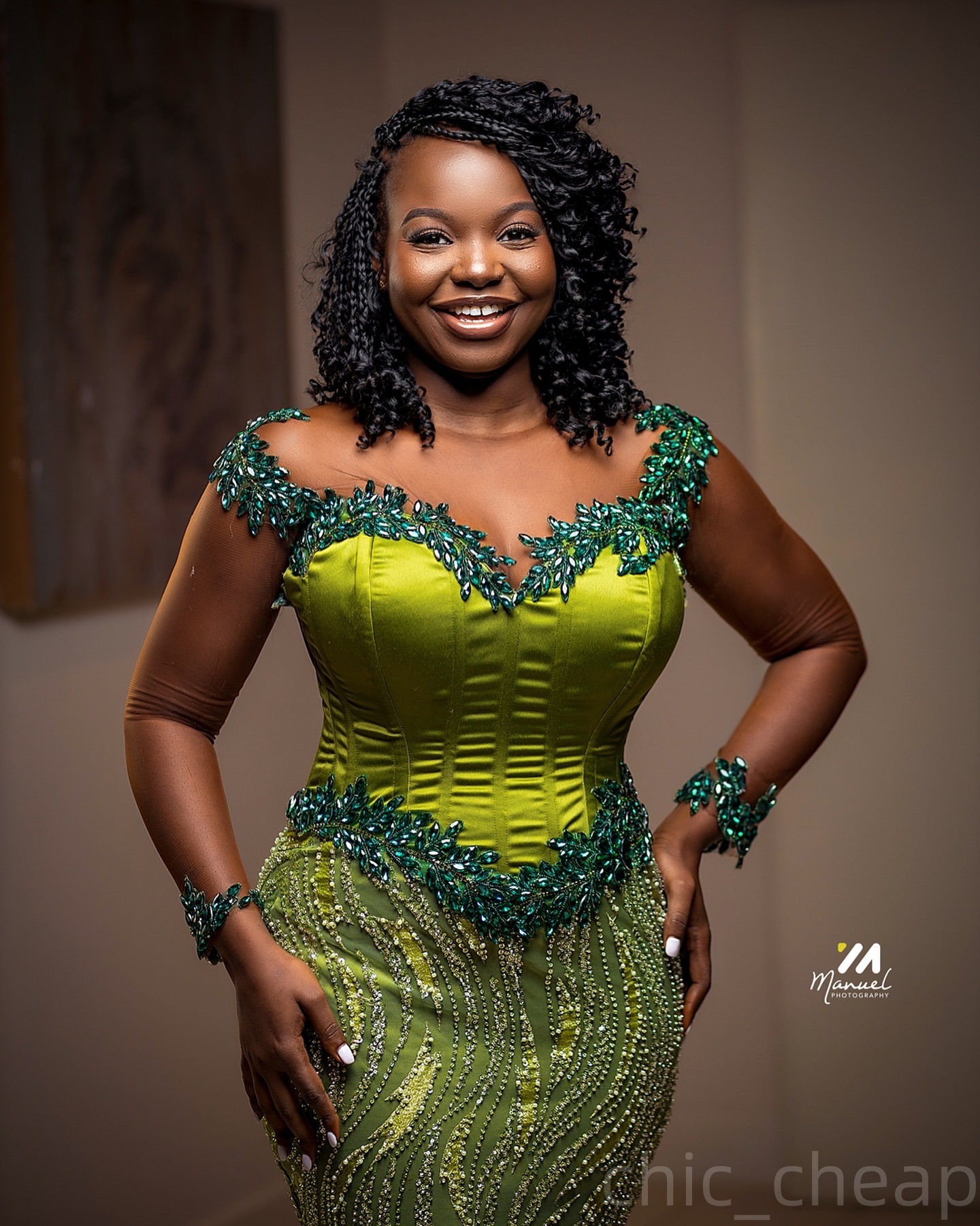 Aso Ebi Olive Green Mermaid Prom Dresses 2025 Crystals Full Sleeves Evening Formal Party Second Birthday Engagement Gowns Plus Size Dress For Special 