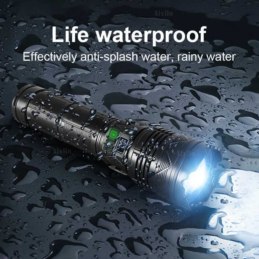 300000000LM Ultra Bright LED Flashlight USB Rechargeable Zoom Flashlights 5000M ABS Tactical Torch Camping Fishing Work Lamp C250915