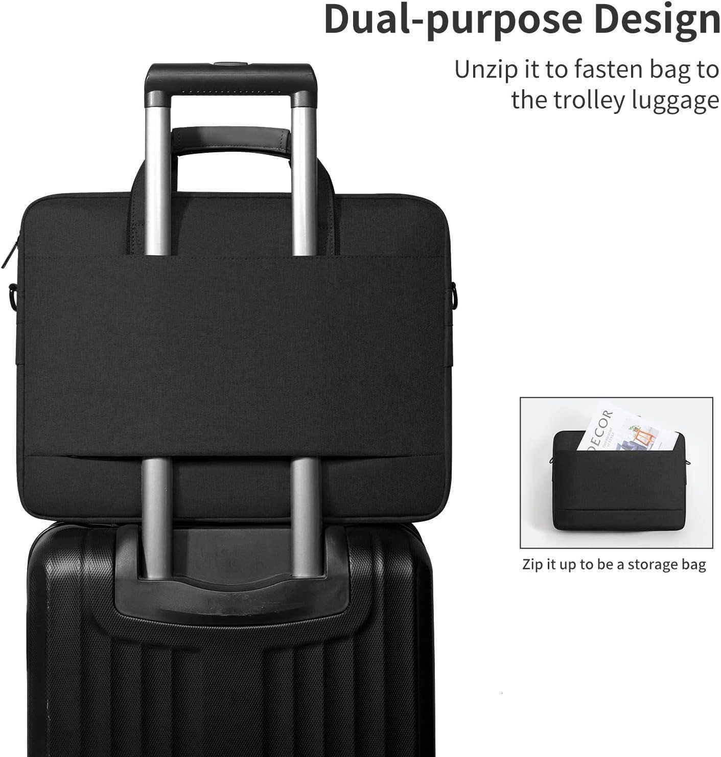 Laptop Shoulder Bag 1313314151541561617318 Inch LaptopTablet WaterRepellent Fabric Business for Men Women 1516 inch BlackW250914