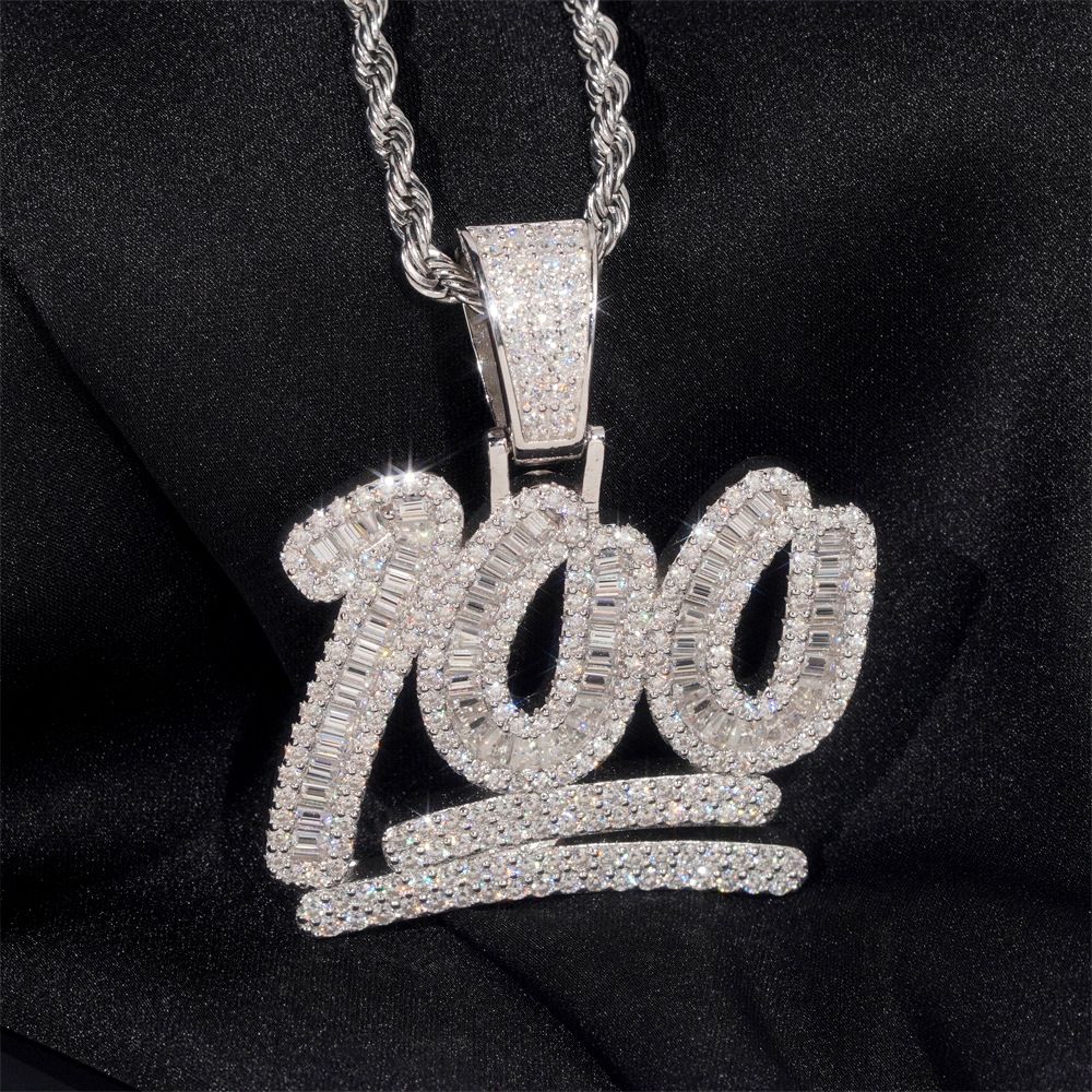 Sier Moissanite Pendants Charms Popular Hip Hop Fashion Jewelry for Men Women Personalized Cross-Border on