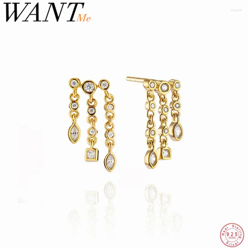 Dangle Earrings WANTME 925 Sterling Silver Elegant Charm Triple Chain Geometric Tassel For Women Fashion European Party Jewelry