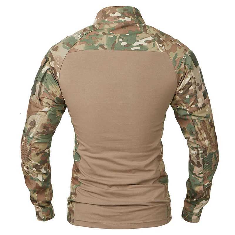 Ripstop Camouflage Tactical Shirt Men Camo Long Sleeve Combat Shirts MultiPocket Cotton Military Uniform TShirtXJ250915
