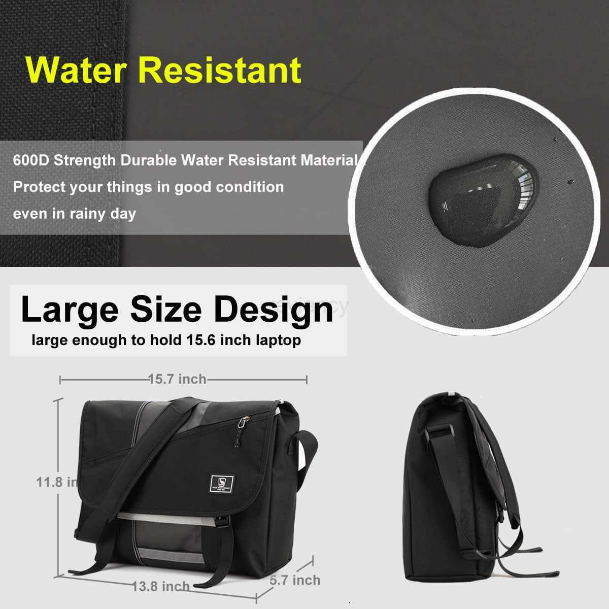 Travel Messenger Bag for Men 156 Inch Laptop Satchel Bag Men Crossbody Shoulder Bags Briefcase Computer Bag Large Work College BlackW250915