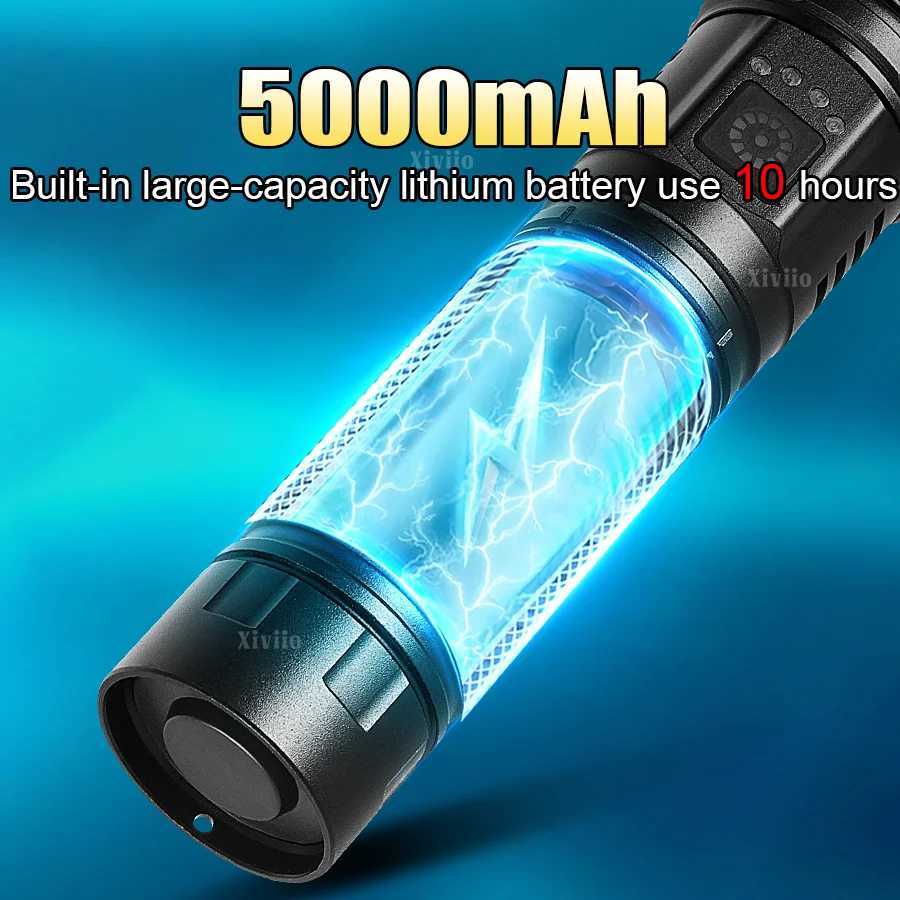 Newest Powerful LED Flashlight 3600000lm Super Bright Torch Long Shot 3km Spotlight Rechargeable 5000mAh Portable Camping Lantre C250915