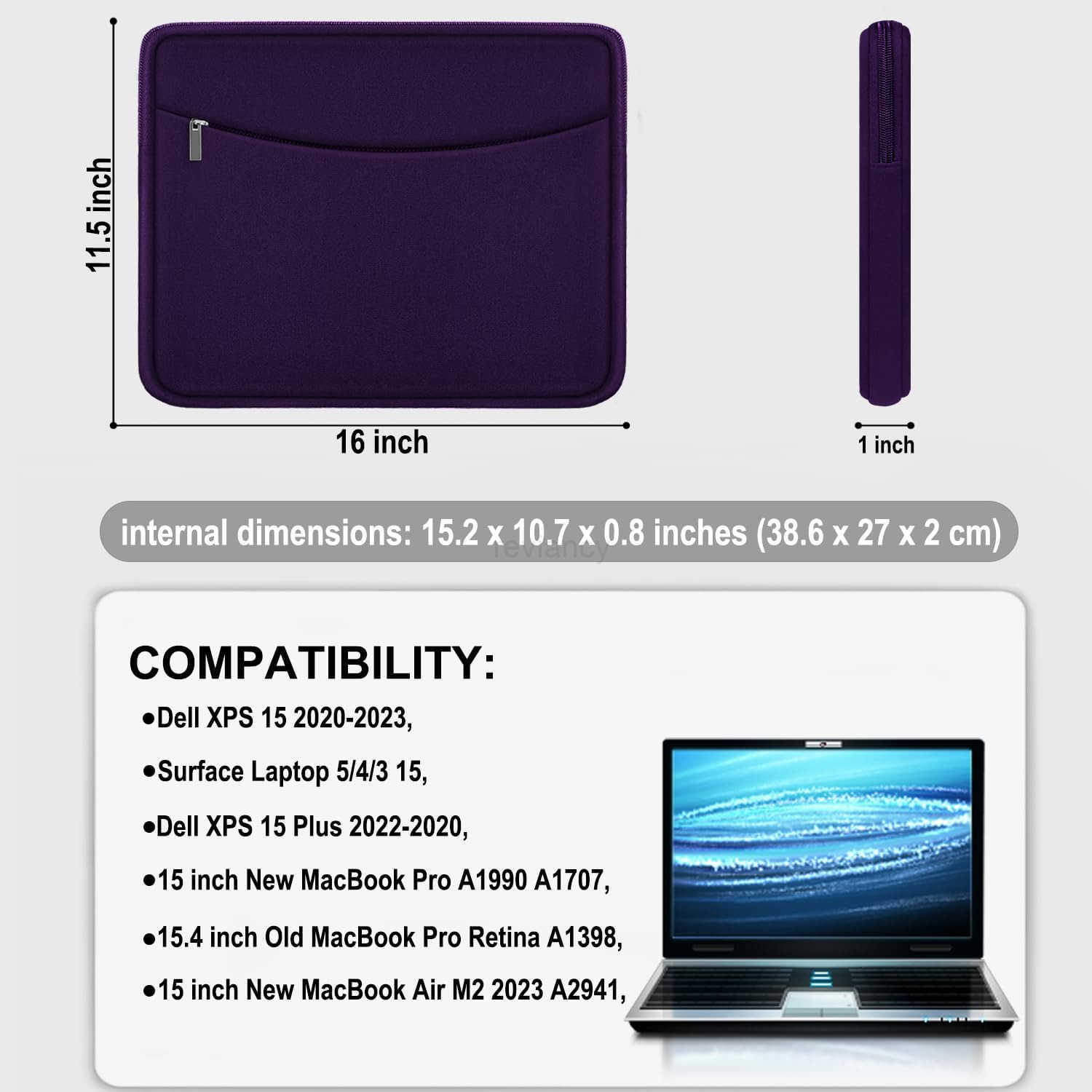 Laptop Sleeve Case 14 inch Shockproof Protective Laptop Cover Briefcase Carrying Computer Bag with Accessory Pocket Portable Computer Sleeve for 14 Ma