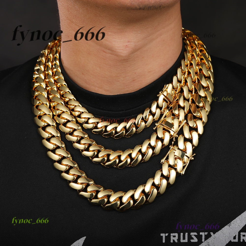 Wholesale 10mm22mm Solid Cuban Choker Hip Hop Miami Cuban Link Bracelet Necklace Mens 14k 18k Brass Moissanite Gold Plated