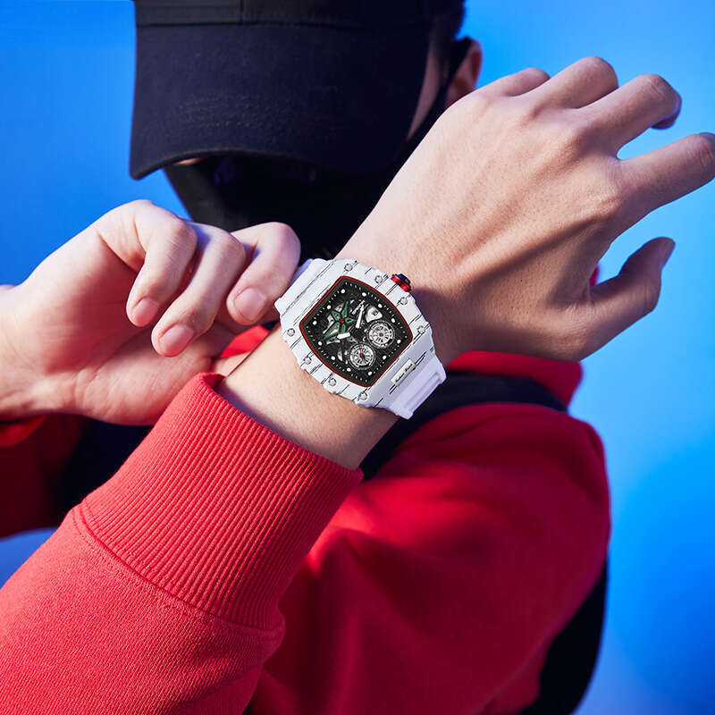 DHgargets Sanda Bestselling Barrel-Shaped Quartz Men's Watch Luminous Calendar Simple Personalized Hollow Zebra Pattern Wristwatch