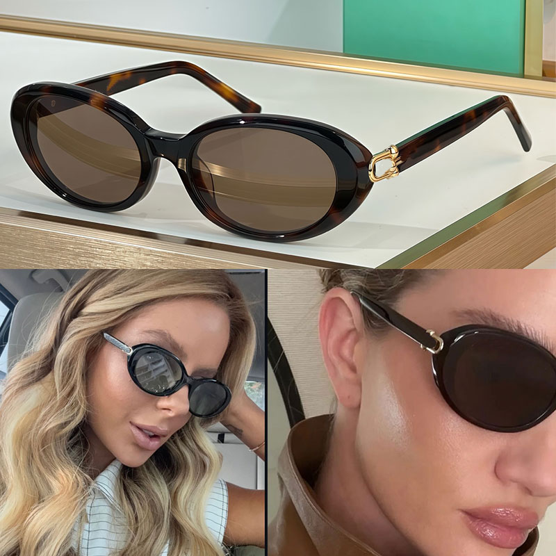 Fashionable mini oval frame girls sunglasses New designer women elliptical classic glasses Classic symbol of temple UV Protection Lens Comes dedicated box 4242