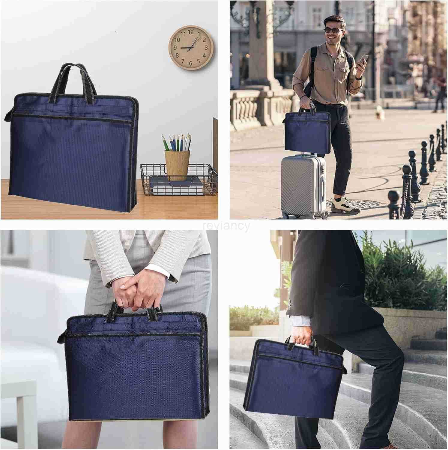 Zipper Business Document Bag Waterproof File Folder Bag Briefcase Portable Portfolio Carrying Case Handbag Unisex Adults File Storage Organizer HolW25