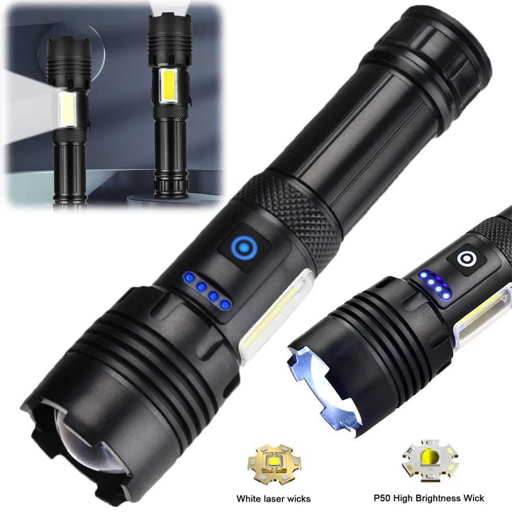 LED Flashlights USB Rechargeable Waterproof High Lumens Flashlight 3 Modes Super Bright Flashlight for Outdoor Fishing Adventure C250915
