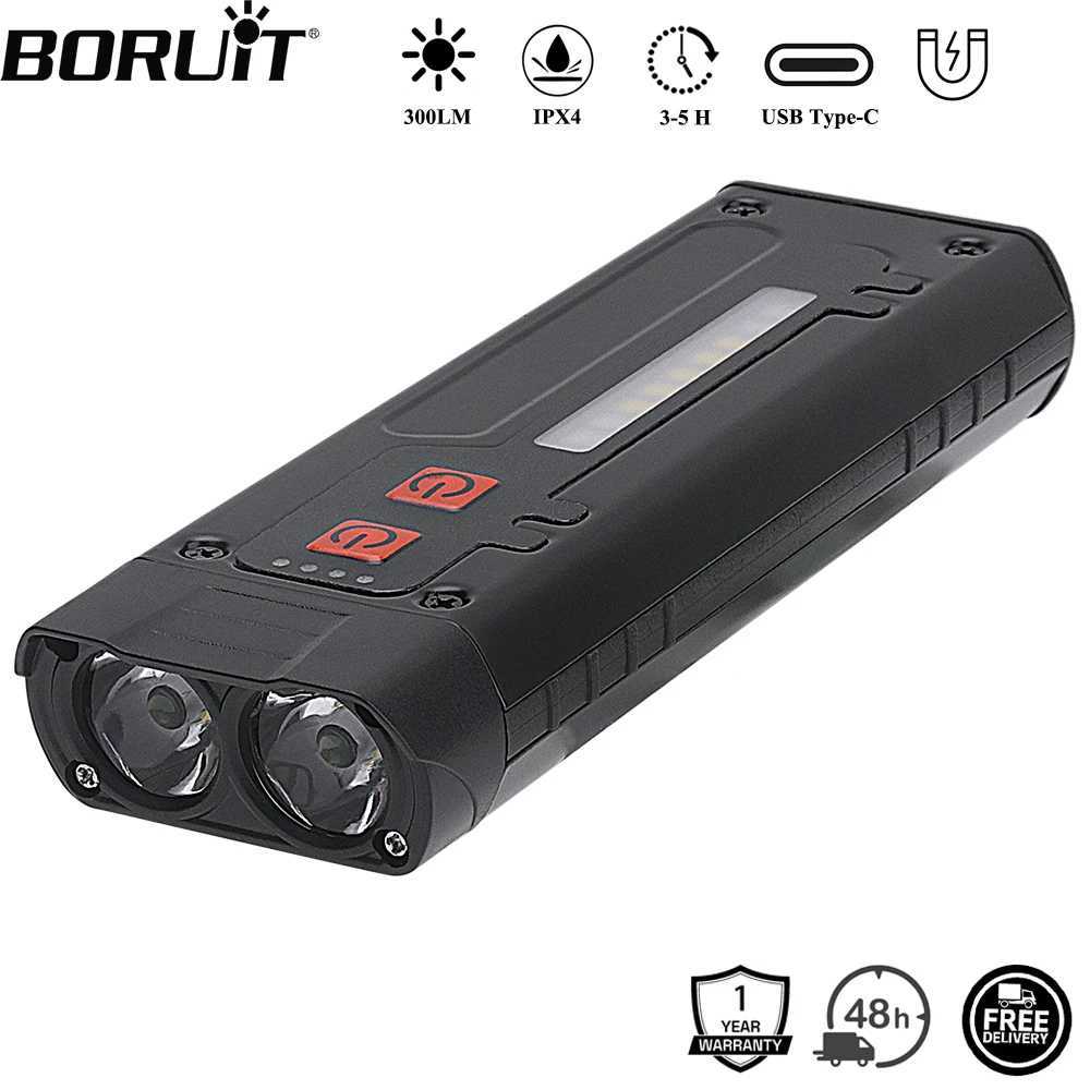 BORUiT EDC LED Flashlight TypeC Rechargeable Magnet Work Light Torch with Clip Waterproof Camping Pocket Lantern C250915