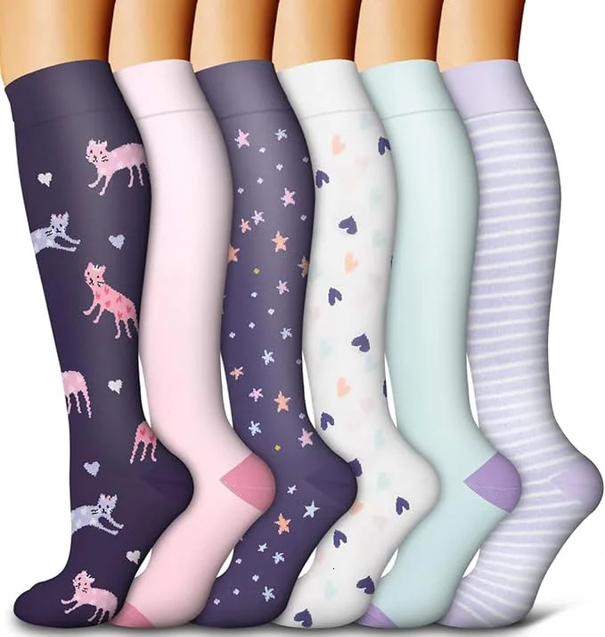 Animal Fruit Compression Socks for Men Women Running Nurse Nurses Sport 6 PAIRS Ladies Lady Womens 250915