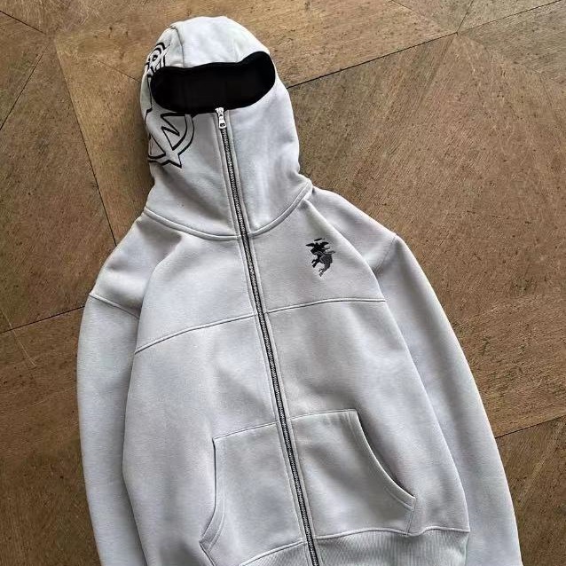 Men's Jackets Embroidered American fashion brand bandit design hooded zipper cardigan sweatshirt couple's windproof high street jacket
