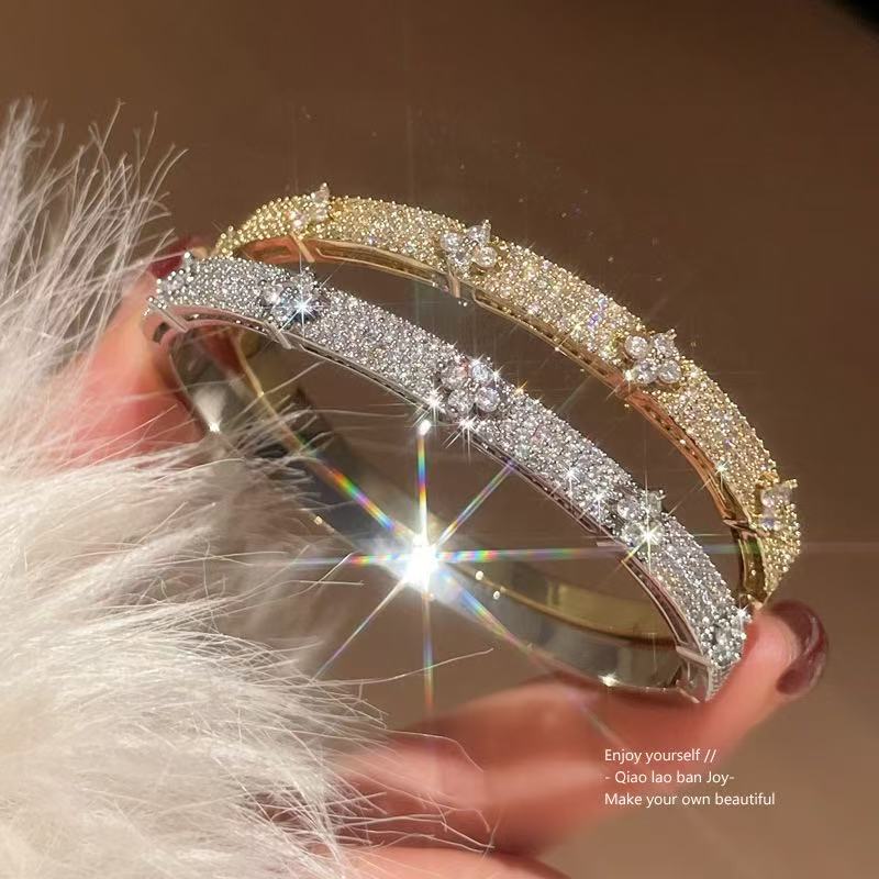 designer bracelet bangle luxury bracelet flower bracelets with diamond Japan and Korean Style noble 18K Gold Plated bracelet luxury designer bangle ba