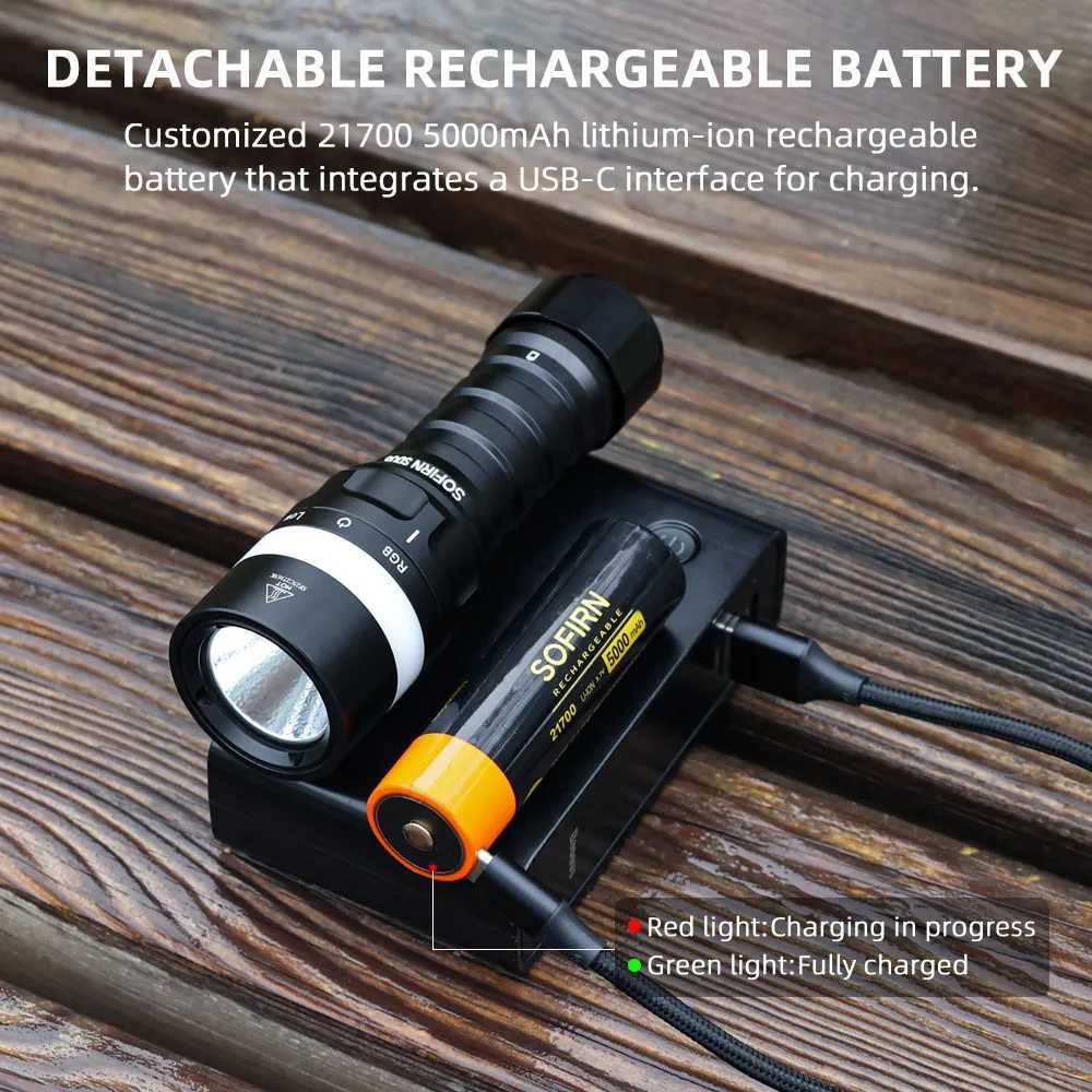New Sofirn SD08 Scuba Diving Flashlight SST70 LED 3200lm 21700 Rechargeable Torch With 360 RGB light underwater positioning C250915