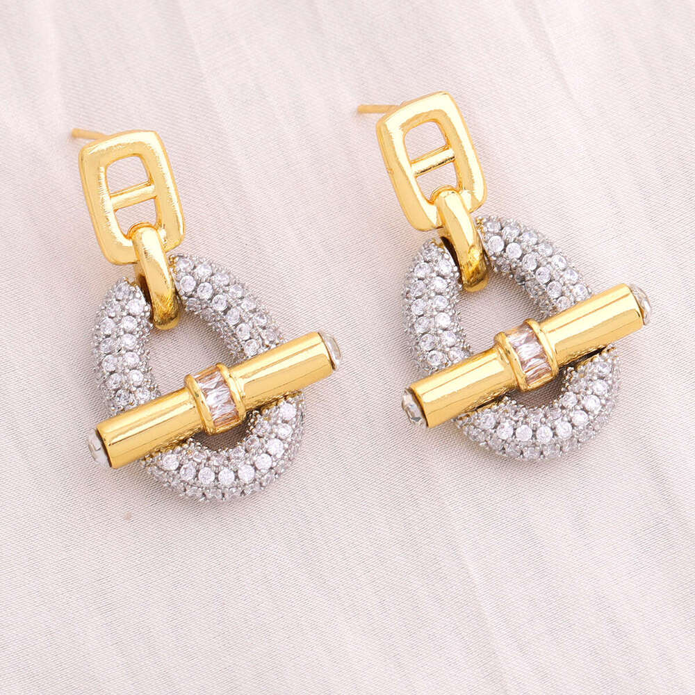 Hot-Selling Gold Tone Luxury Pig Nose Moissanite Chain designer Necklace Ring Bracelet Earring Diamond Premium Copper Inlaid Zircon Jewelry Set party  - view 7