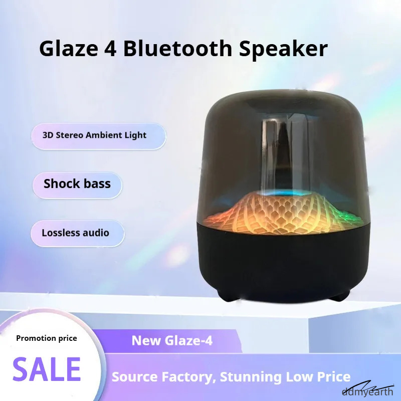 Sound Box Bluetooth Subwoofer Colorful Glass Home High Volume Wireless Computer Audience RGB LED Desktop Portable Speaker Festival New Year Gift ddmyE