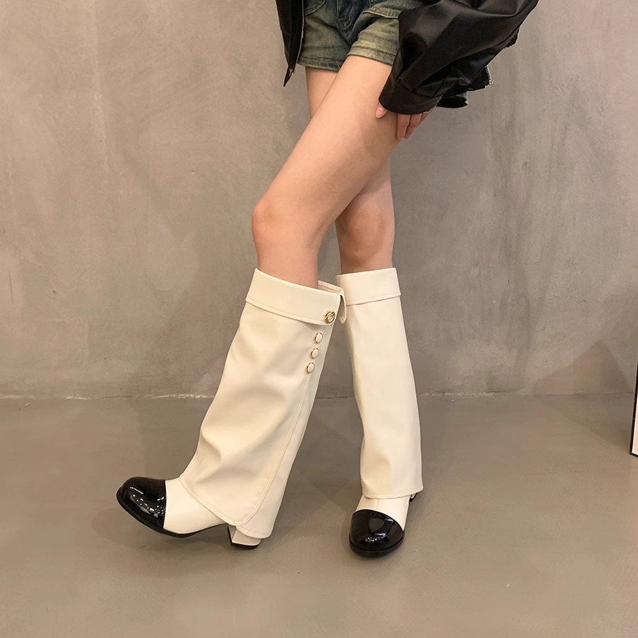 Free shipping designer Boots High quality fashionable thick heeled boots with high heels round headed knight high boots for women