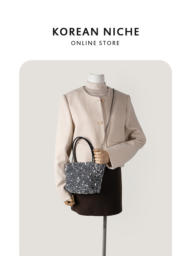 2025 Fashion Women's Original Niche Design Sequined Shining Handbag Single-Shoulder Crossbody Tote Bag For Women