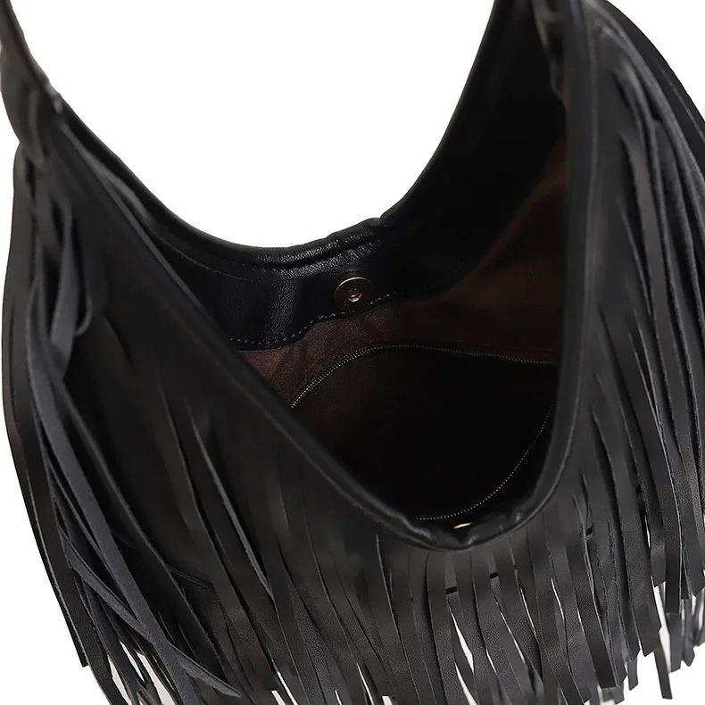 Long Tassels Women handbag Fashion Shoulder Bags for ladies hand bag Soft PU leather casual hobos armpit bag female Tote250915