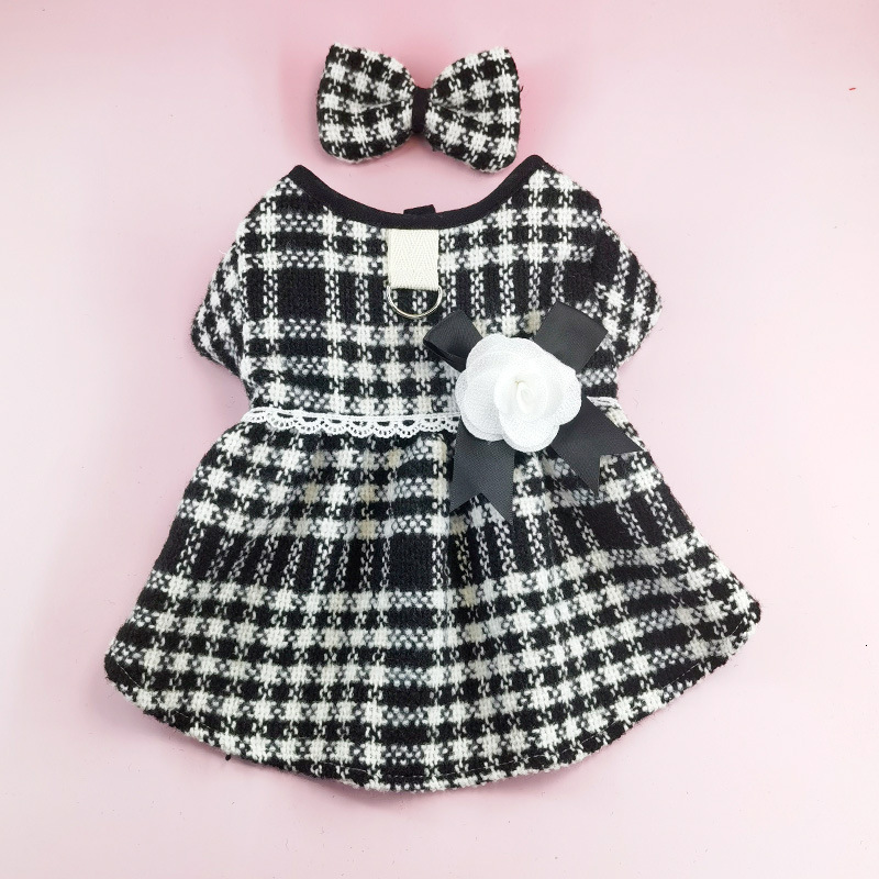 Autumn Winter New Pet Houndstooth Dog Clothes Little Chanel Style Cat Apparel