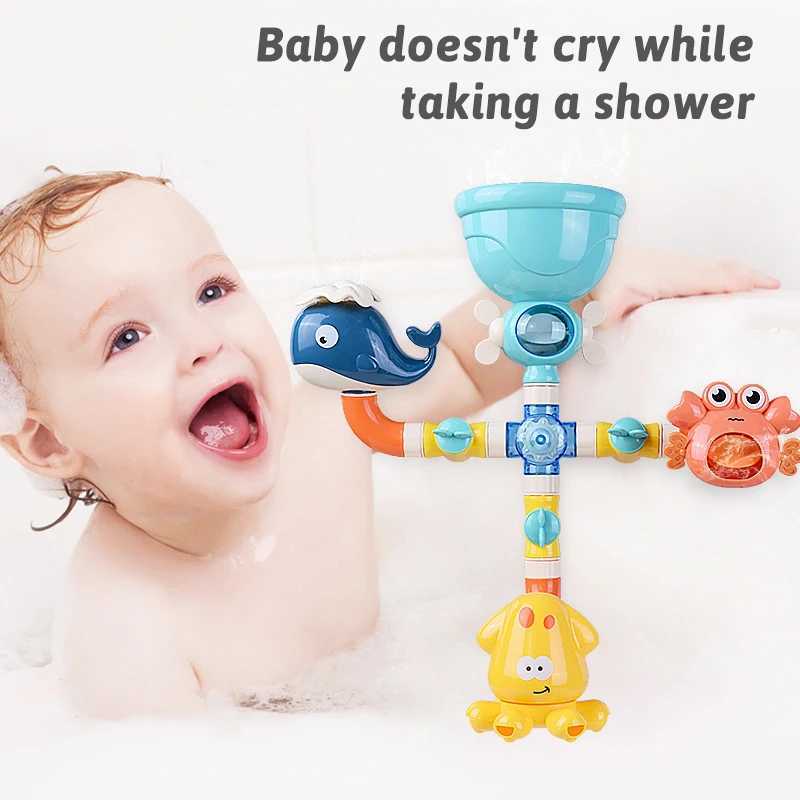 Baby Bath Toy Children DIY Suction Cup Building Water Slide Marine Animals Dinosaur Egg Shower Interaction Games Play Water Toys C250915