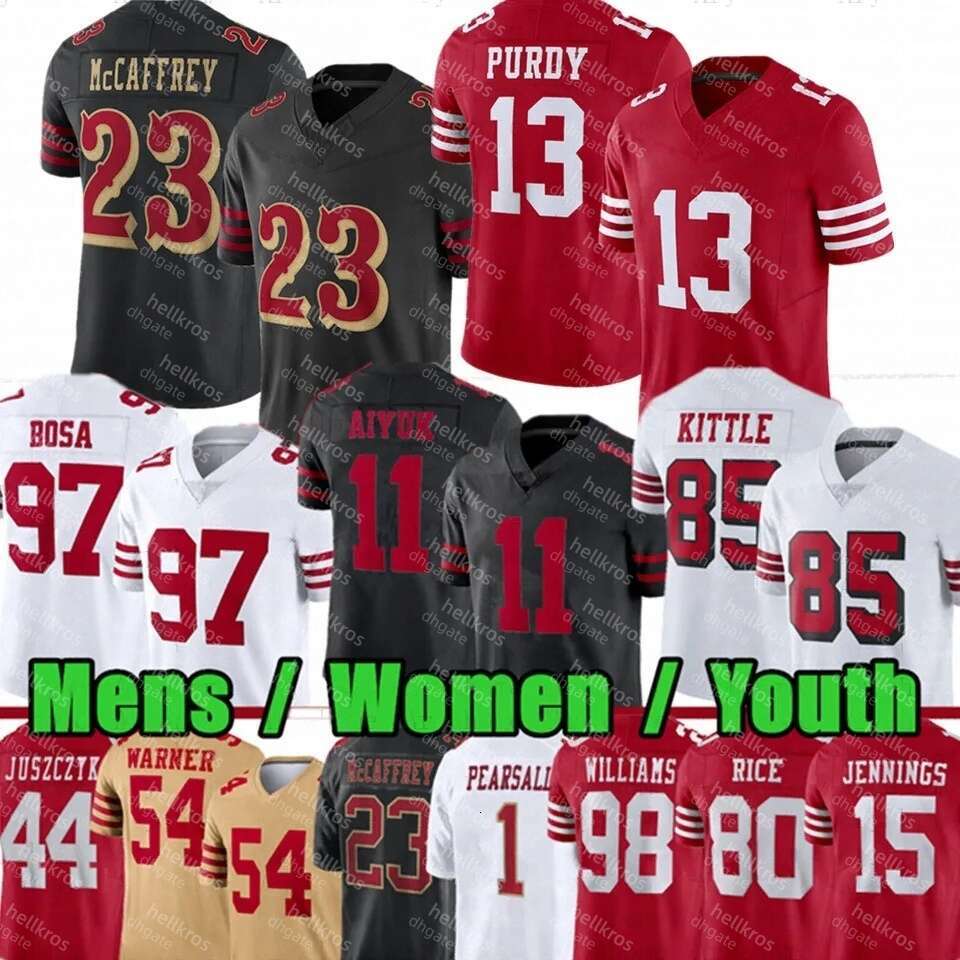 Christian McCaffrey Brock Purdy George Kittle 49 Football Jersey Fred Warner Nick Bosa Ricky Pearsall Jauan Jennings Brian Robinson Jr Juszczyk Jerry Rice