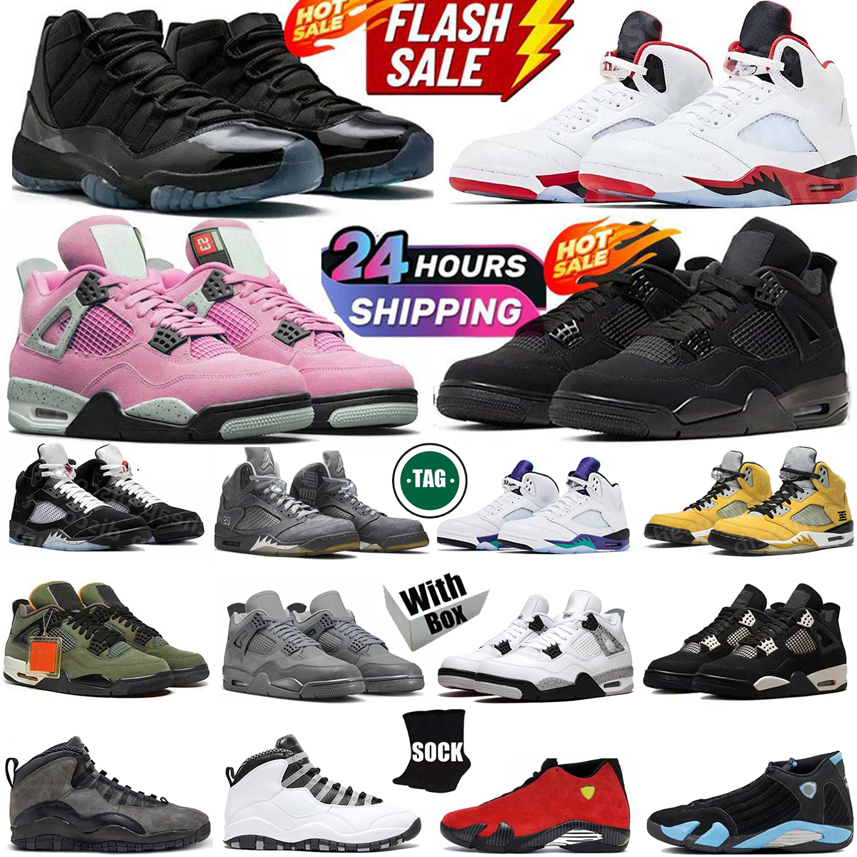 Designer basketball shoes 4s black cat pizza cave stone 3s 5s Fire Red Black Tongue 14s gamma blue Grape Thunder men women sneakers man shoes trainers sports shoe