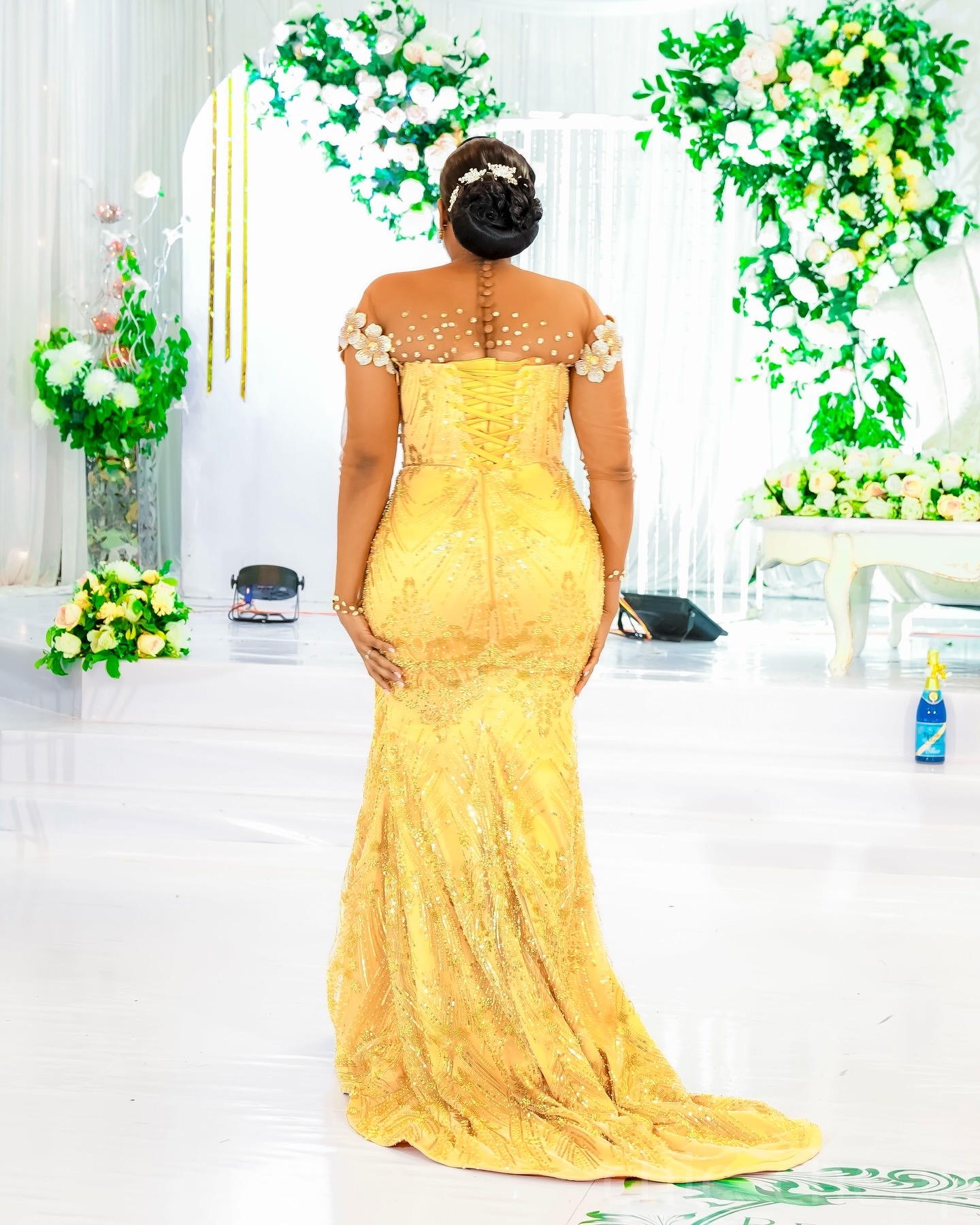 Aso Ebi Yellow Mermaid Prom Dresses 2025 Flowers Crystals Sequined Evening Formal Party Second Birthday Engagement Gowns Plus Size Dress For Special O