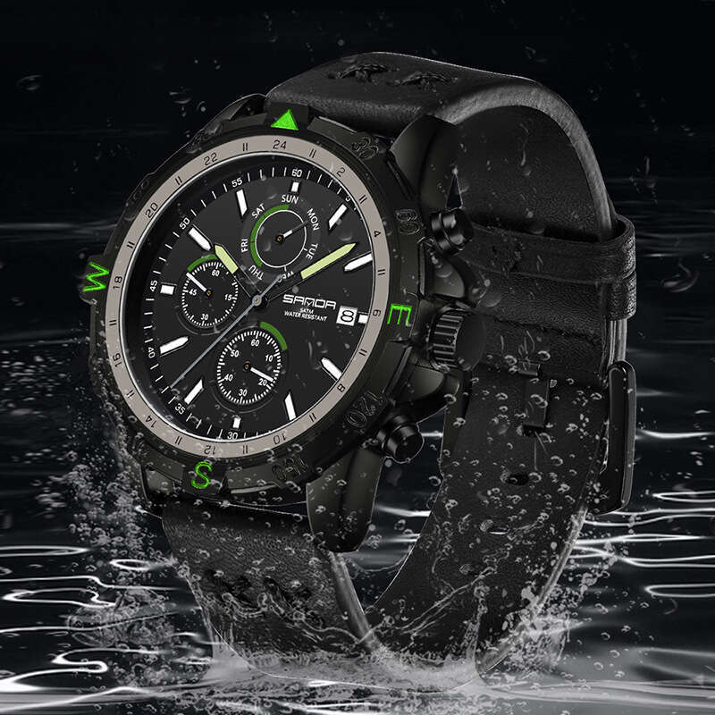 DHwatches Sanda Brand Quartz Outdoor Hiking Sports Detachable Woven Strap Calendar Men's Watch Three Eyes Six Hands Wristwatch