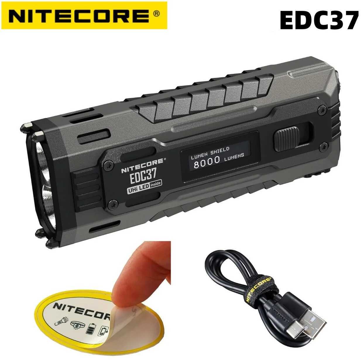 NITECORE EDC37 Flashlights 8000LM USBC Rechargeable Fast Charging Torch Tactical EDC Flashlight Builtin 8000mAh Battery W250915