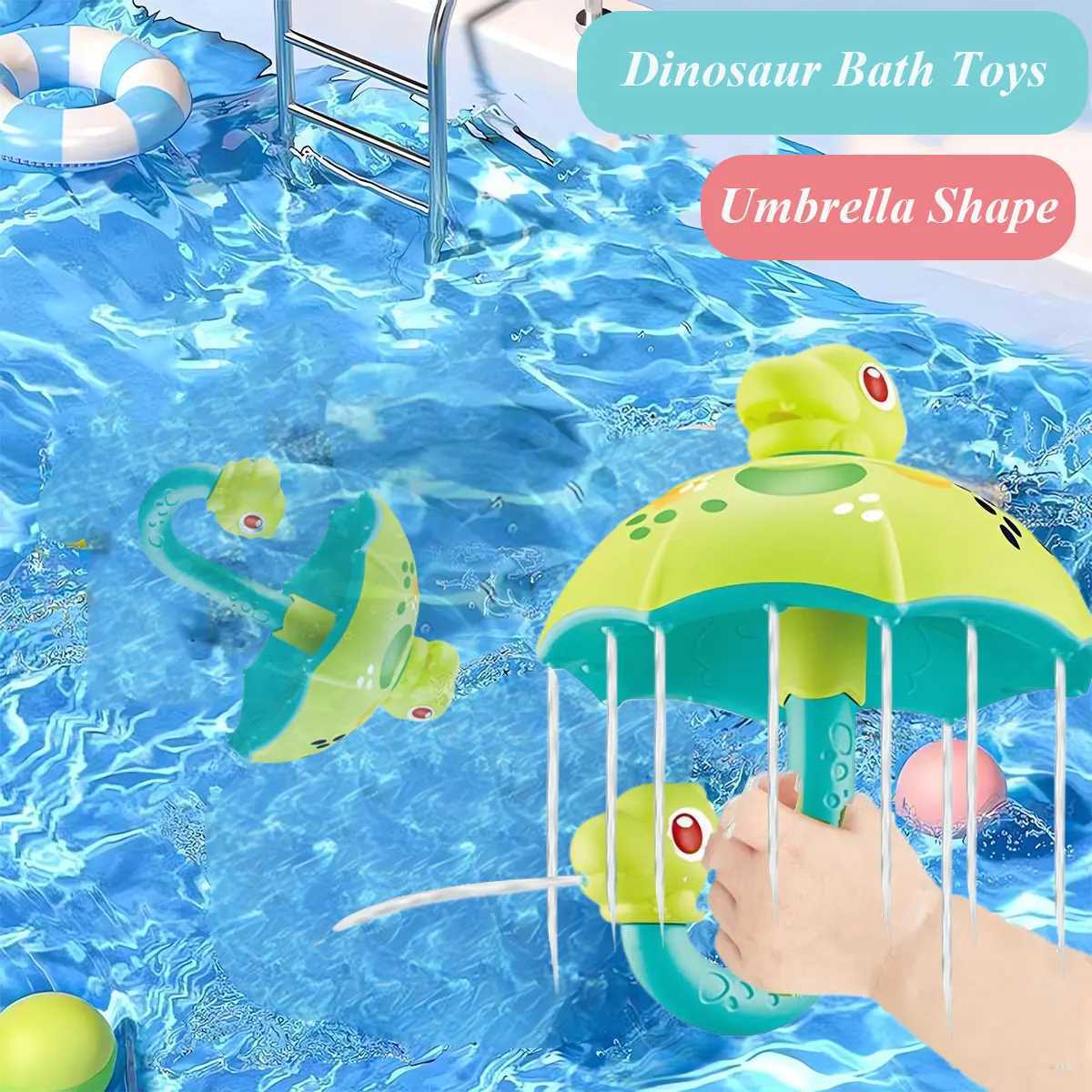 Dinosaur Mushroom Umbrella Baby Bath Toy Bathing Cute Swimming Water Spraying Umbrella Shower Outdoor Toy For Kids Playing Game C250915