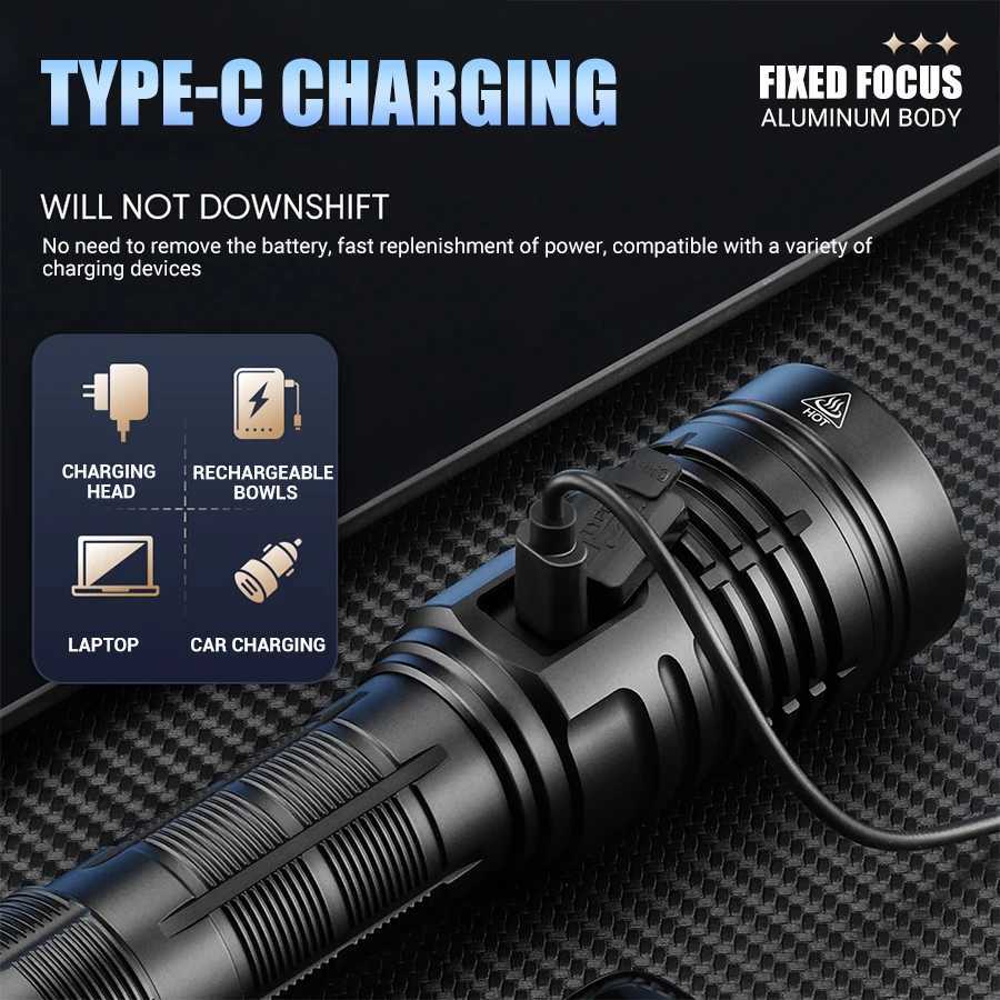 YEMAO G40pro 2000Lumens Tactical Flashlight SST40 LED Flashlights USB Rechargeable Long Range 380 Meters for Emergency Searching C250915