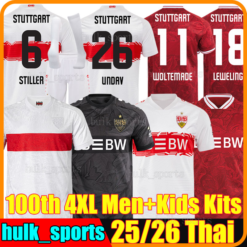 4XL 2025/26 VFB Stuttgarts 100th soccer jerseys DEMIROVIC MILLOT MITTELSTADT UNDAV FUHRICH LEWELING STILLER KARAZOR VAGNOMAN Men Kids Kits socks set football shirt