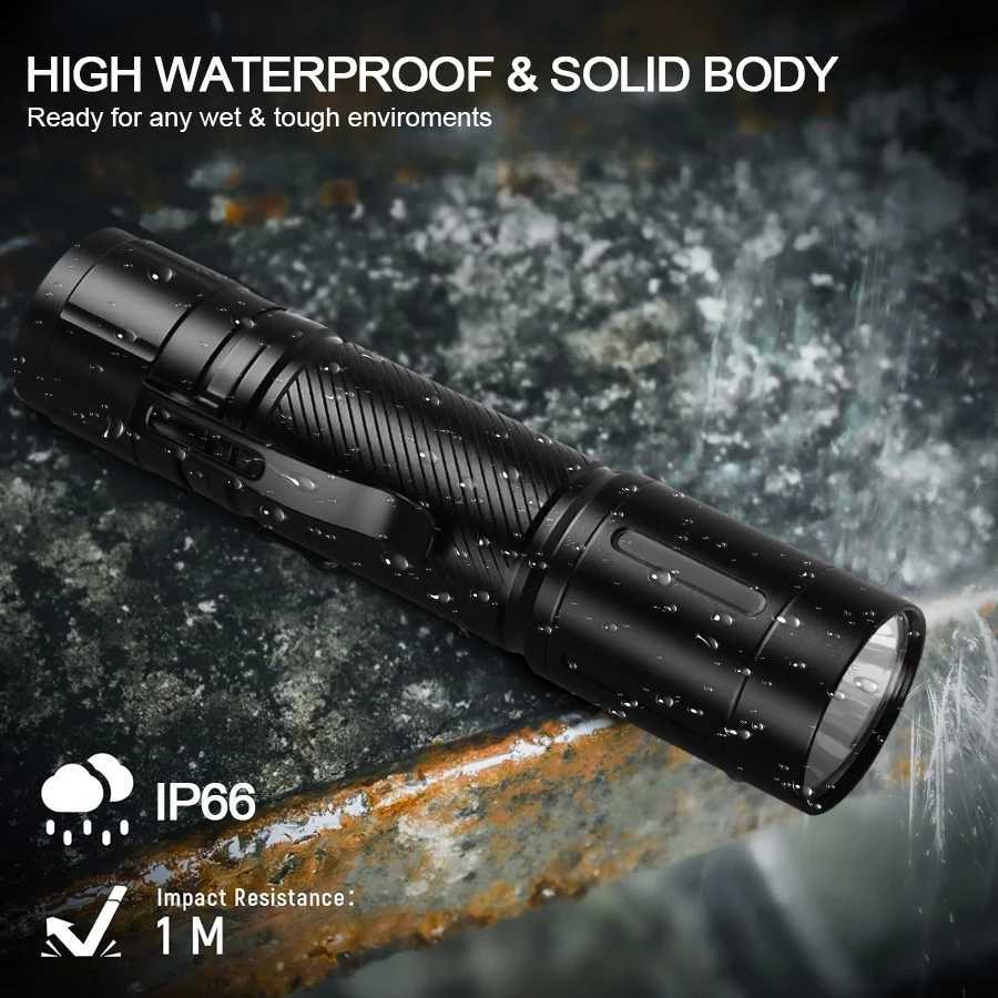 1200LM High Power LED Flashlight IP66 Waterproof Tactical Torch Light Builtin 21700 Battery Outdoor Emergency Fishing Lantern C250915