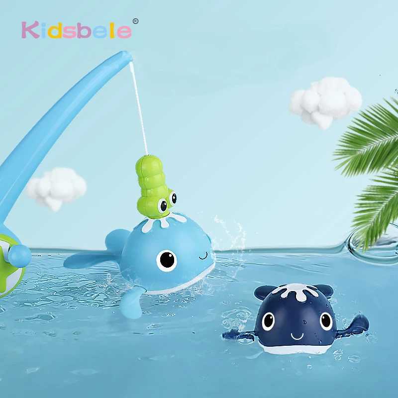 Bath Toy Magnetic Fishing Games Windup Swimming Whales Water Table Pool Bath Fun Time Bathtub Tub Toy for Toddler Kids Girl Boy C250915