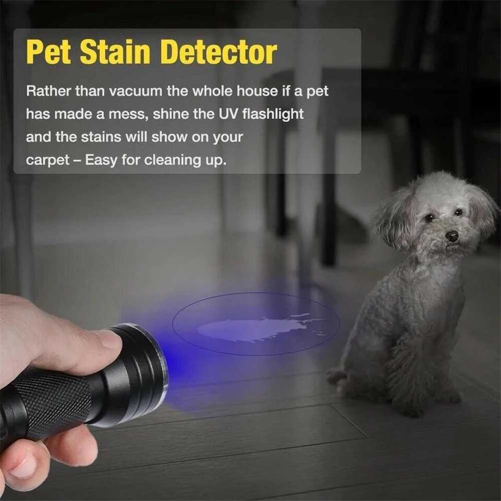 Portable 21 LED UV Ultraviolet Flashlight Blacklight 395NM Mini Torch Flash Lamp For Pet Urine Stains Black Light Flashlights C250915