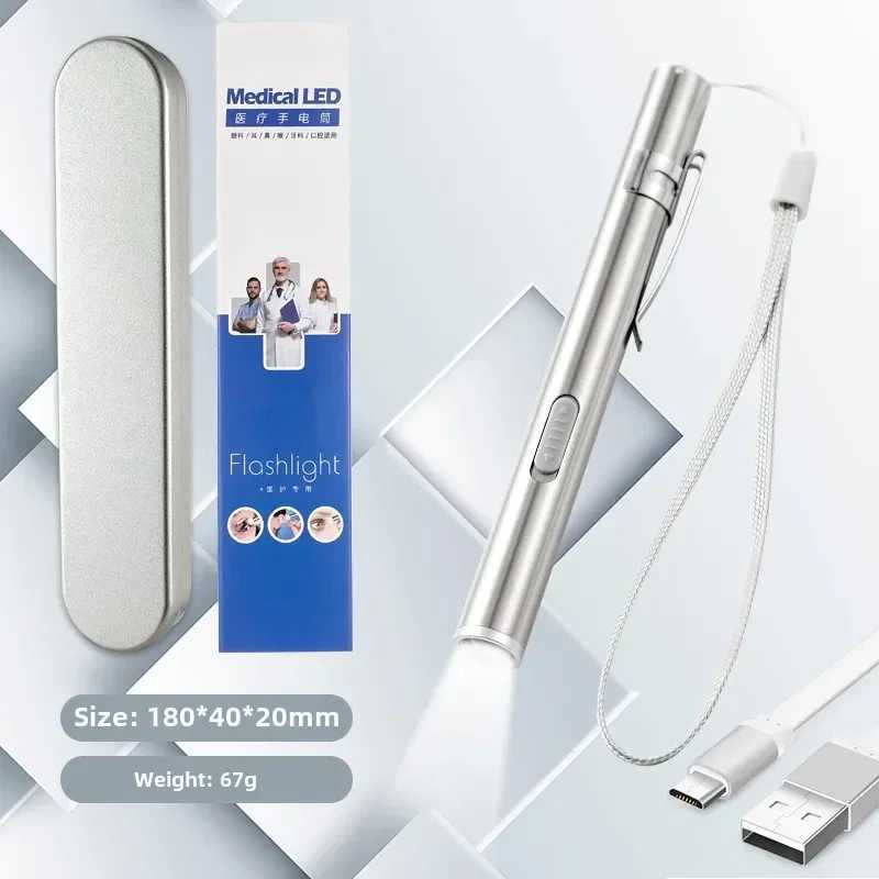Mini Portable Medical Handheld LED Pen Light Flashlight USB Rechargeable Dental Nurse Flashlight Rechargeable C250915