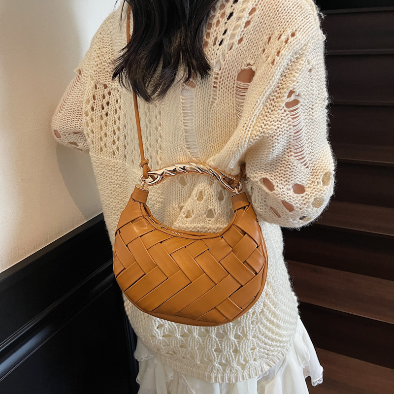 Luxury Brand Designer Bag Women's Bag Woven Texture Handbag Crescent Dumpling Bag 2025 New Niche Design Korean Version Single Shoulder Crossbody 