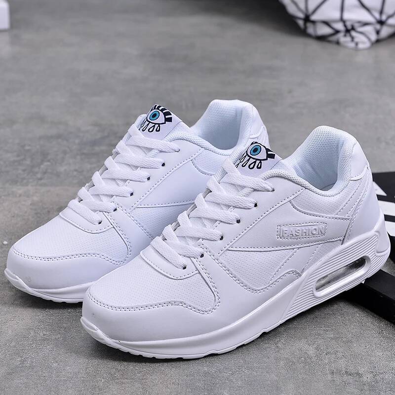 Women Fashion Sneakers Air Cushion Sports Pu Leather Blue White Pink Outdoor Walking Jogging Shoes Female Trainers ddmymonkey