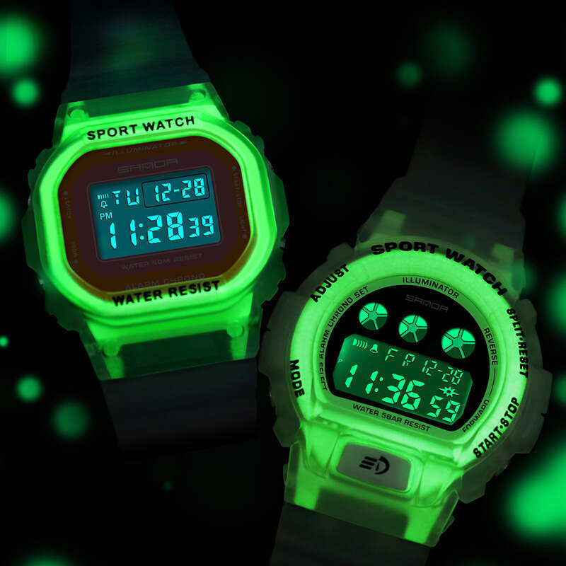 DHwatches New Single Display Transparent Strap Unisex Student Youth Fashion Trend Personality Luminous Waterproof Watch