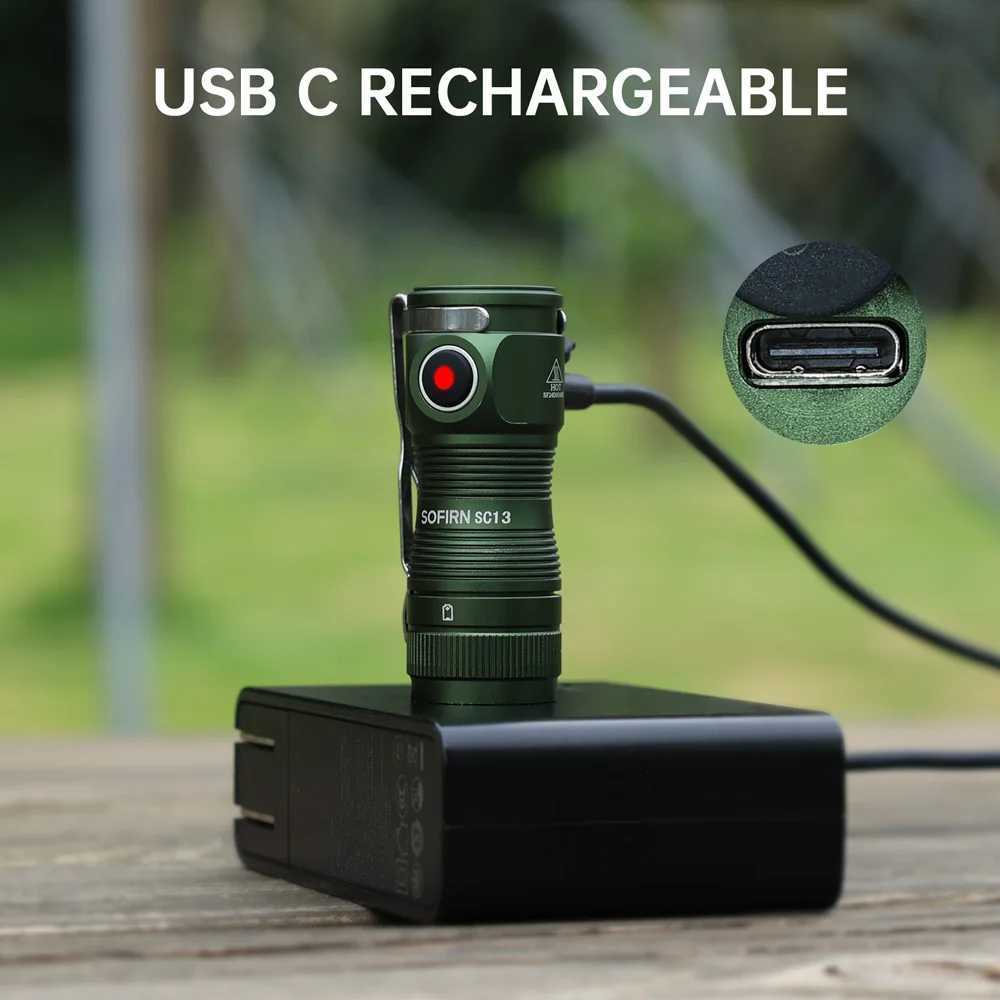 Sofirn Mini SC13 SST40 LED 1300lm Tactical 18350 Rechargeable Flashlight 6000K Keychain Light with Magnetic C250915