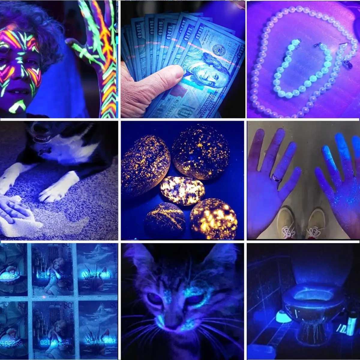 120W 6x Led 365nm High power UV Flashlight USB Charging Black light Curing Money Ore Scorpion Pet Stains Cat Tinea Marker Torch C250915