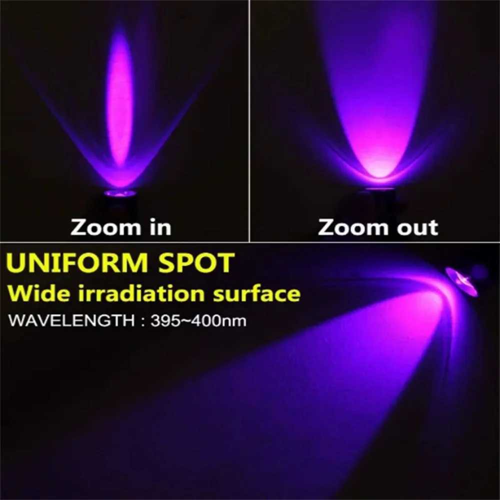 UV Light Rechargeable USB Flashlight 395nm Blacklight Ultraviolet Lamp LED Portable Mini Handheld Torch Dog Urine Stain Detector C250915